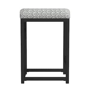 24 in. Light Gray Print Backless Metal Barstool Counter Stool