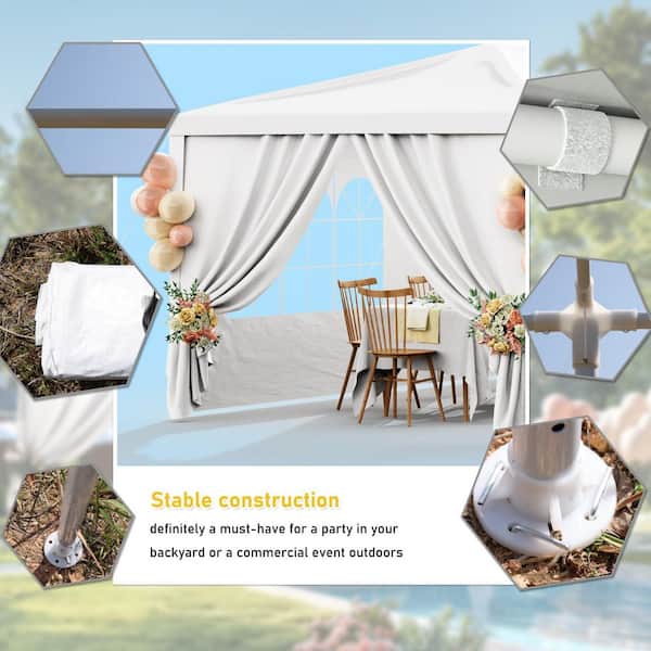 N/A 10 ft. x 30 ft. Outdoor White Party Tent with 7 Removable