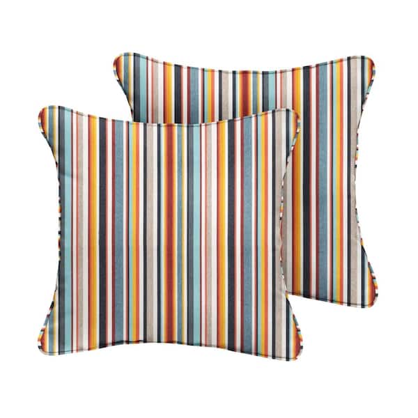 SORRA HOME Sunbrella Highlight II Remix Square Indoor/Outdoor Corded Throw Pillow (2-Pack)