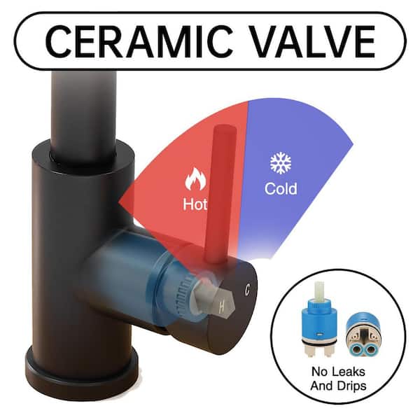 12.2 in. H Black Single Handle Pull Out Sprayer Kitchen Faucet with 360° Spout Swivel