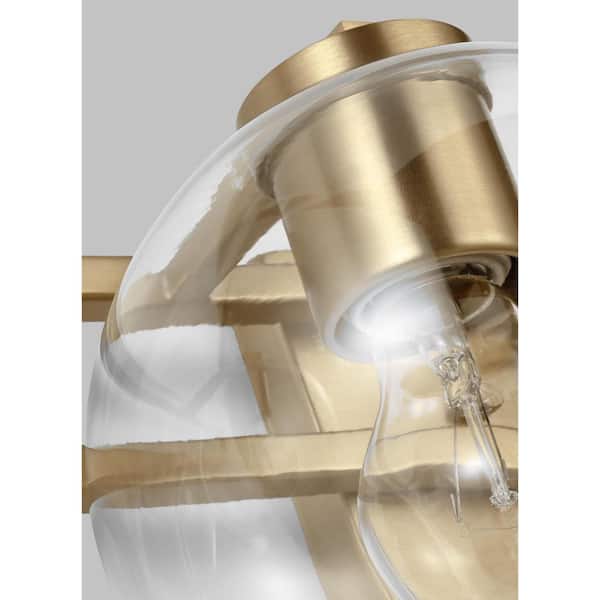 Generation Lighting - Codyn 40 in. 4-Light Satin Brass Vanity Light with Clear Glass Shades