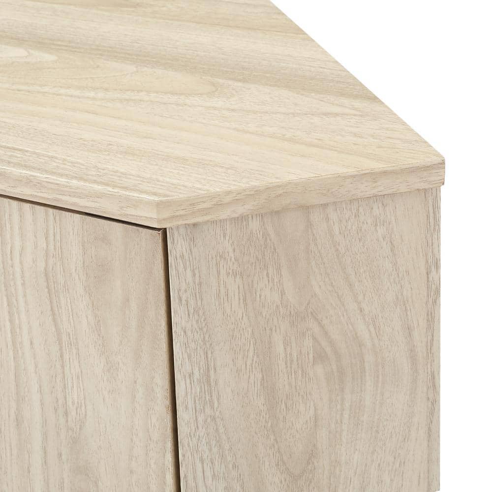 Contemporary Birch and Walnut Corner Accent Cabinet with Adjustable Shelving