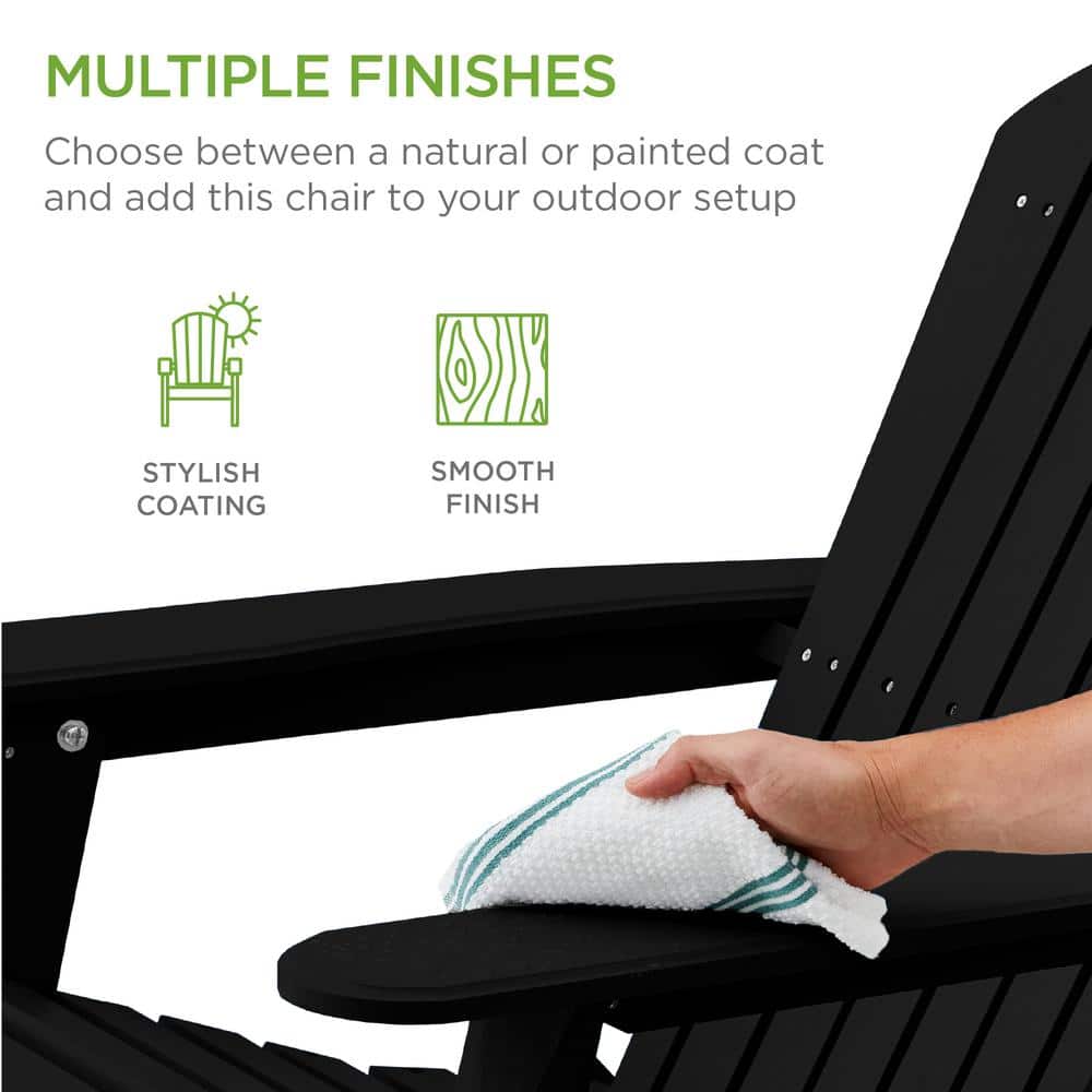 Black Folding Wooden Adirondack Chair with Arms