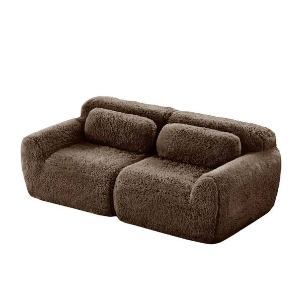 Homy Casa 80.4 in. Armless 2-Seat Plush Microfiber Modular