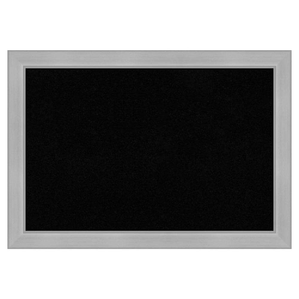 Amanti Art Vista Brushed Nickel Narrow Framed Black Corkboard 27 in. x ...