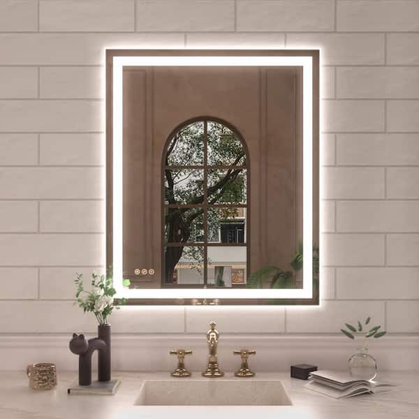 Hermitage Bath Orliva 30 in. W x 36 in. H Rectangular Frameless LED Wall Bathroom Vanity Mirror