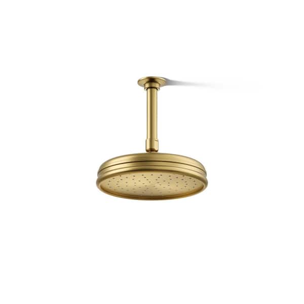 KOHLER 1-Spray Pattern with 2.5 GPM 8 in. Ceiling Mount Fixed Shower Head in Vibrant Brushed Moderne Brass