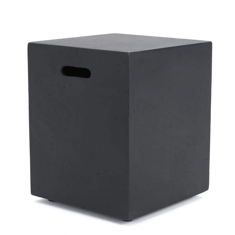 Outdoor Lightweight Concrete Tank Holder Side Table Dark Gray for Patios Ba