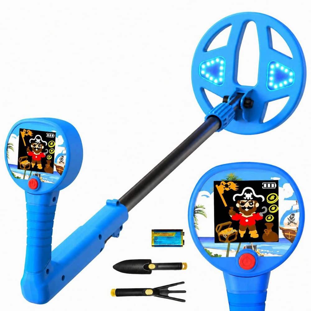 23.2-32.3 in Lightweight Kids Metal Detector with Color LCD Display, LED-Lit Coil and Soft Rubber Grip, Blue