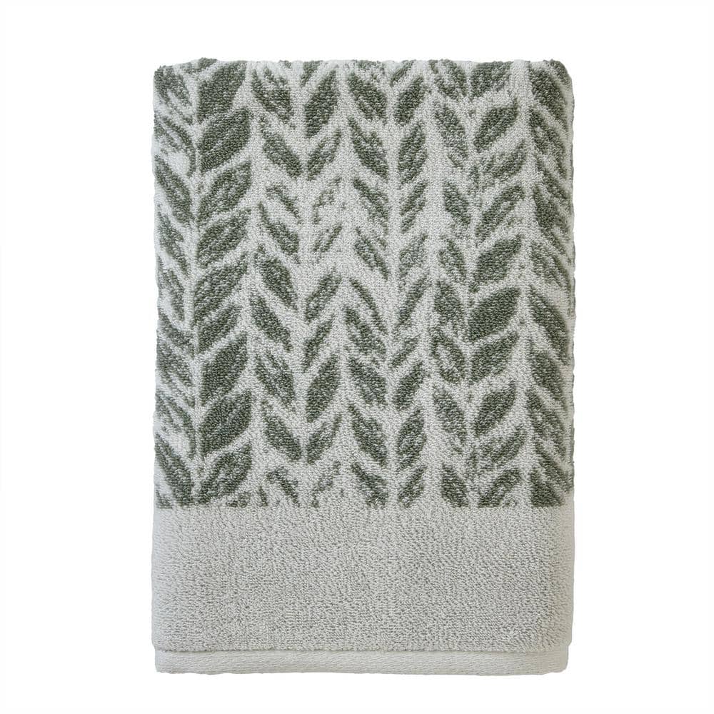 SKL Home Distressed Leaves Bath Towel Sage W4544100800103 - The Home Depot