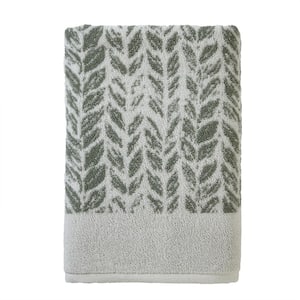 Distressed Leaves Bath Towel Sage