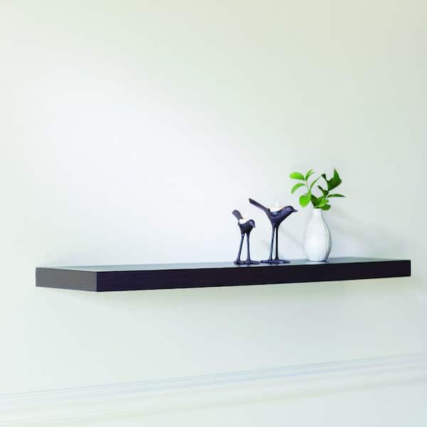 20 W  x 6 D x 1.5 T Inch Floating Wall Shelf in Black Espresso and White Finish 