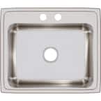 Lustertone Drop-In Stainless Steel 25 in. 2-Hole Single Bowl Kitchen Sink