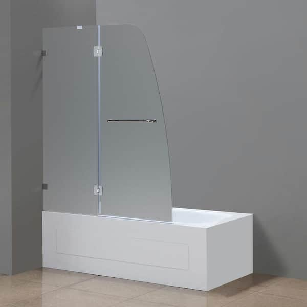 Aston Soleil 48 in. x 58 in. Completely Frameless Hinged Tub Door with Frosted Glass in Chrome