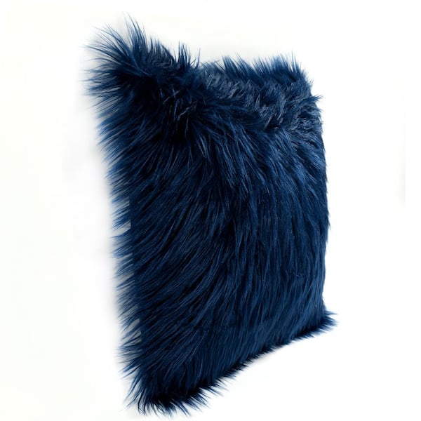 ZonLi Luxury Faux Fur USB Heated Pillow, Short Plush Gray / 15“×23”