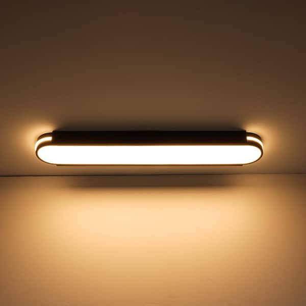 Lumin 31.5 in.W Matte Black Integrated LED Flush Mount Long Rectangular Ceiling Light Main Lighting for KitchenBathroom