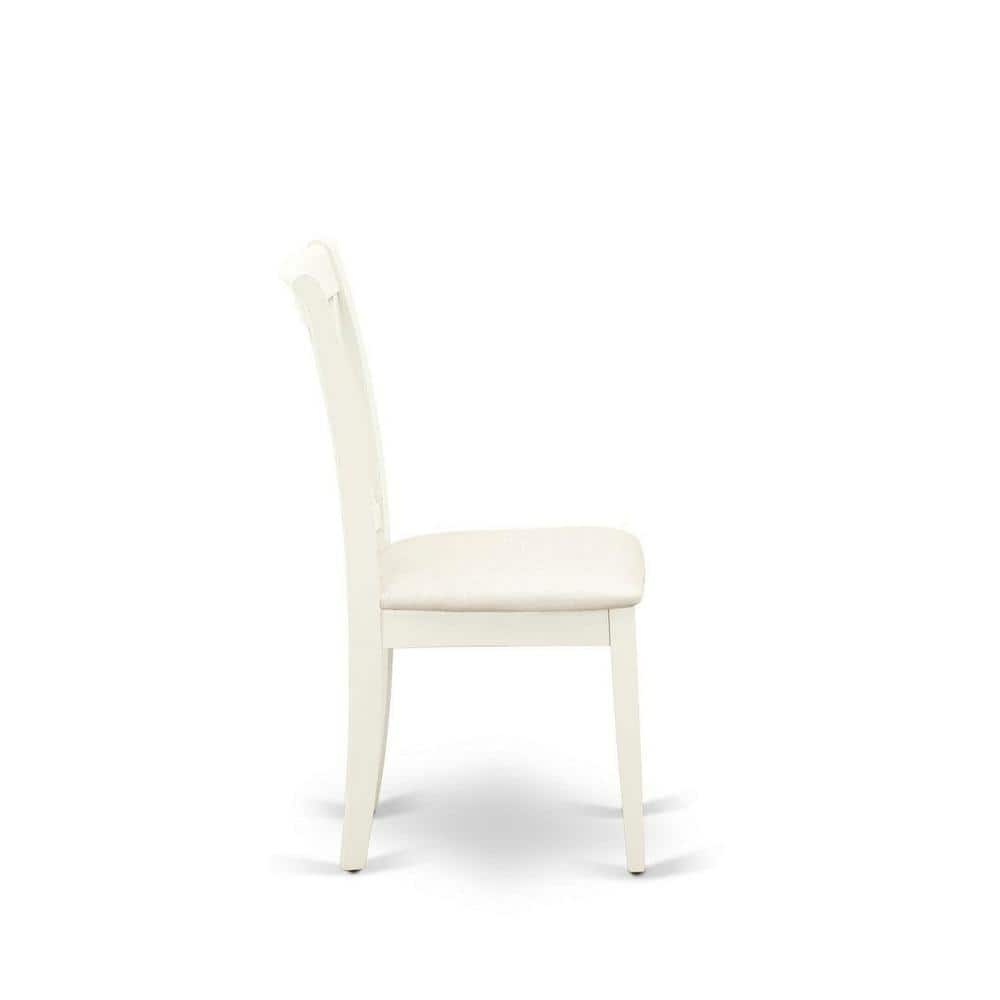 Linen White Round Rubberwood Dining Table Set with Microfiber Seats