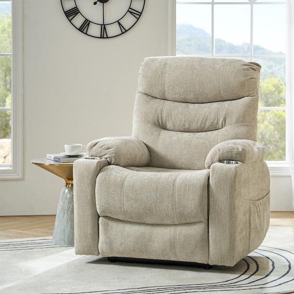Robert Beige Polyester Power Recliner with Lift Assist