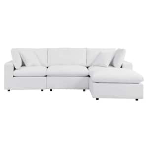 Commix 4-Piece Aluminum Outdoor Patio Sectional Sofa with White Sunbrella Cushions