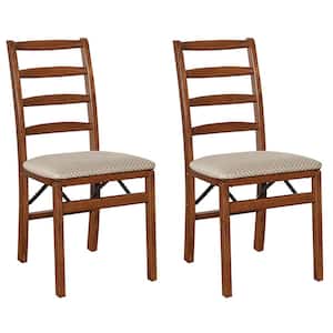 Stakmore Shaker Ladderback Upholstered Seat Folding Chairs, Cherry (2 Pack)
