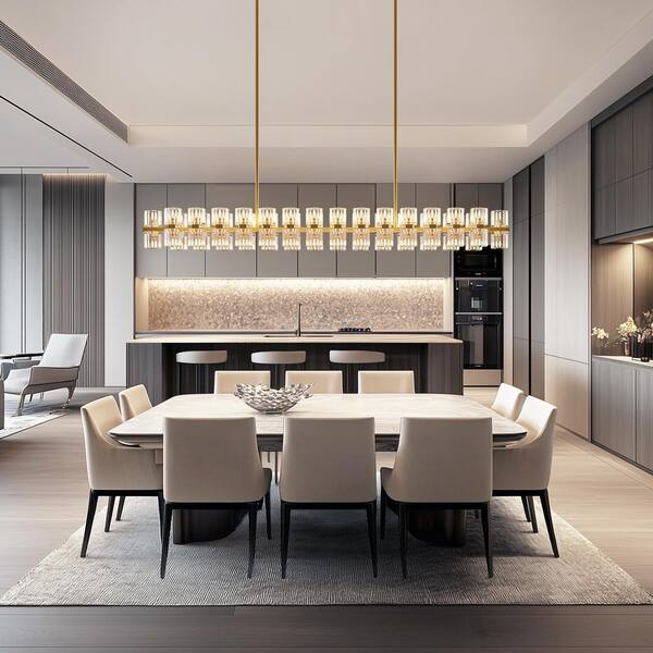 60-Light Matte Copper Chandelier with Finish with Crystal Shade and G4 Bulbs for Dining Room, Living Room, Foyer