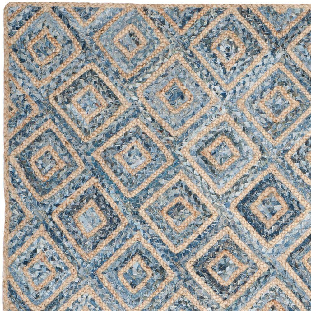 Handmade Natural Blue Geometric Wool 8' x 10' Area Rug