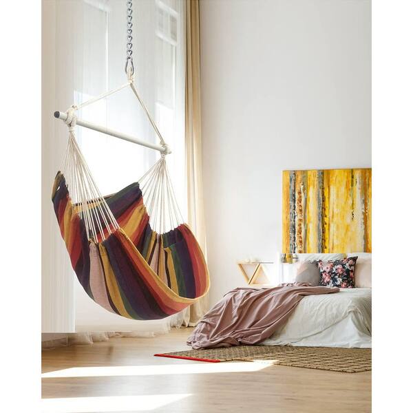 OGETFUUR 3.1 ft. Rainbow Hammock Chair Swing for Bedroom, 500 lb