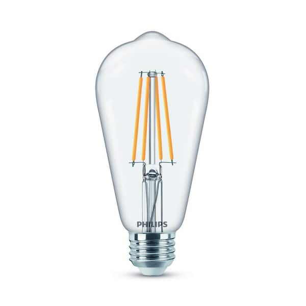 Philips ST19 Dimmable Indoor/Outdoor Vintage Glass Edison LED Light Bulb Daylight 556548 - The Home Depot