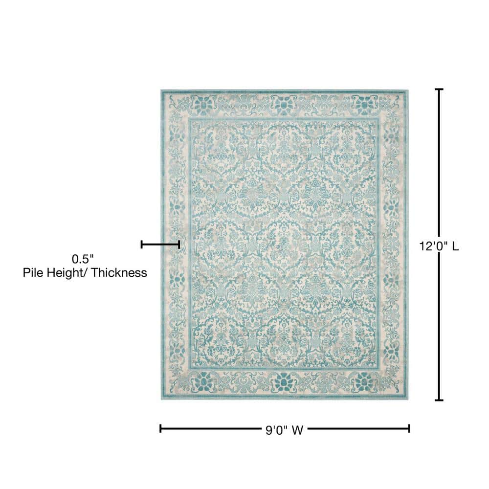 Ivory Synthetic Easy Care 9' x 12' Rectangular Rug