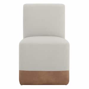 Idina Linen and Cognac Faux Leather Side Chair with Casters (Set of 2)