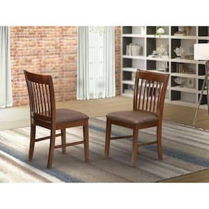 Mahogany Linen Fabric Upholstered Wood Chairs With Cushion, (Set of 2)