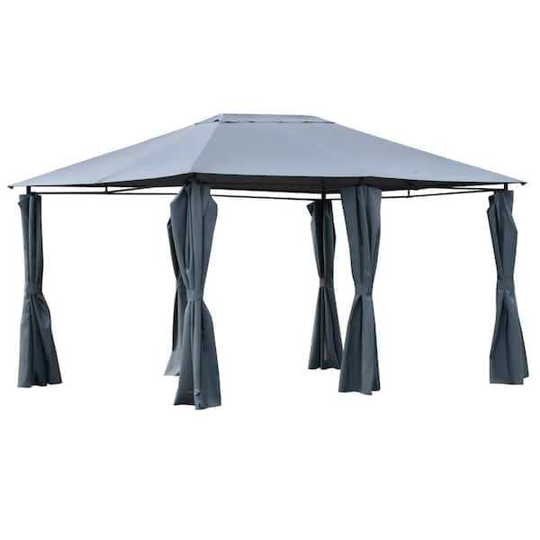 Outsunny 10 ft. x 13 ft. Outdoor Patio Gazebo Canopy with 6 Removeable ...