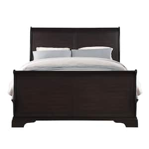 Dominique Brown Wood Sleigh Queen Bed