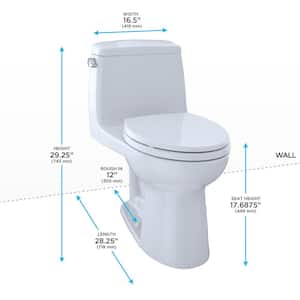 Eco UltraMax 12 in. Rough In One-Piece 1.28 GPF Single Flush Elongated Toilet in Cotton White with SoftClose Seat