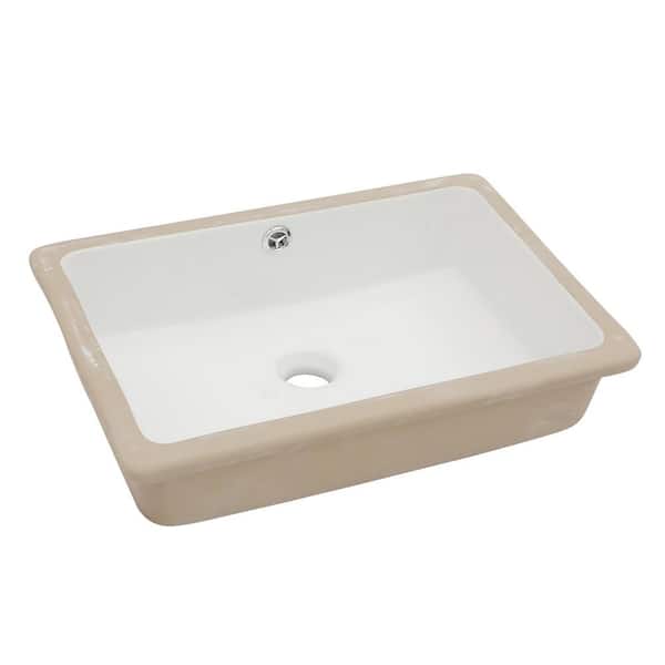 Tatahance 18 in. Undermount Rectangular Bathroom Sink with Overflow in White Ceramic