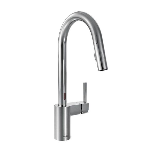 Moen Align Single Handle Touchless Pull Down Sprayer Kitchen Faucet With Motionsense And Power Clean In Chrome 7565ec The Home Depot