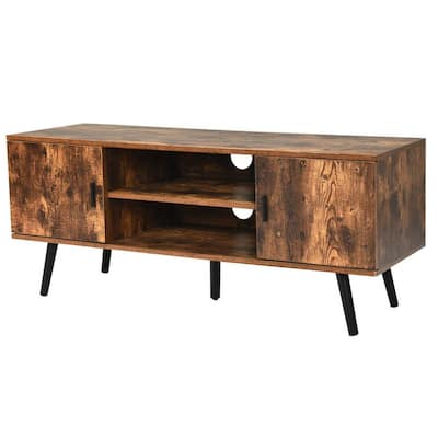 47 in. Brown Industrial TV Stand Fits TVs Up to 55 in with Storage Cabinets