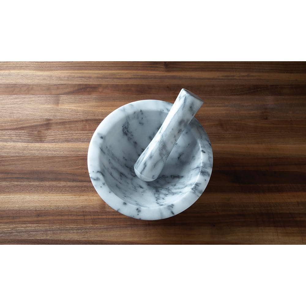 Large White Marble Mortar and Pestle for Kitchen