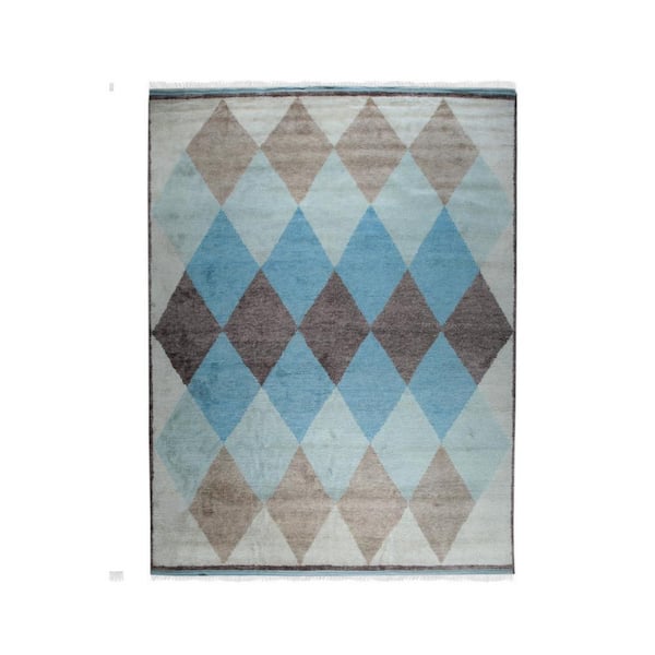 EORC Multicolored 9 ft. x 12 ft. Hand-Knotted Wool Transitional Moroccan Rug