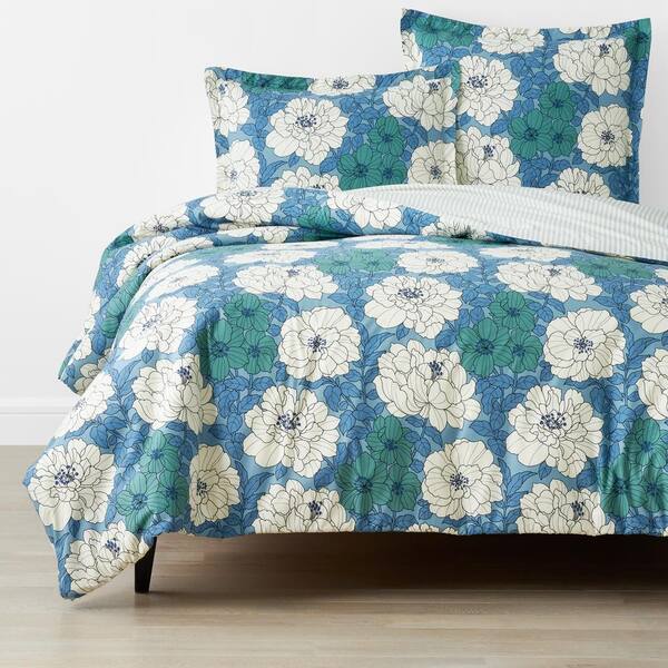 The Company Store Company Cotton Remi Floral Blue King Cotton Percale