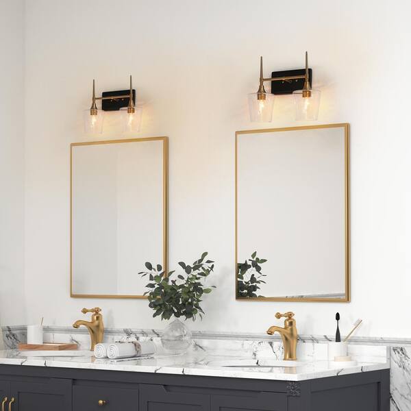 brushed gold bathroom lights