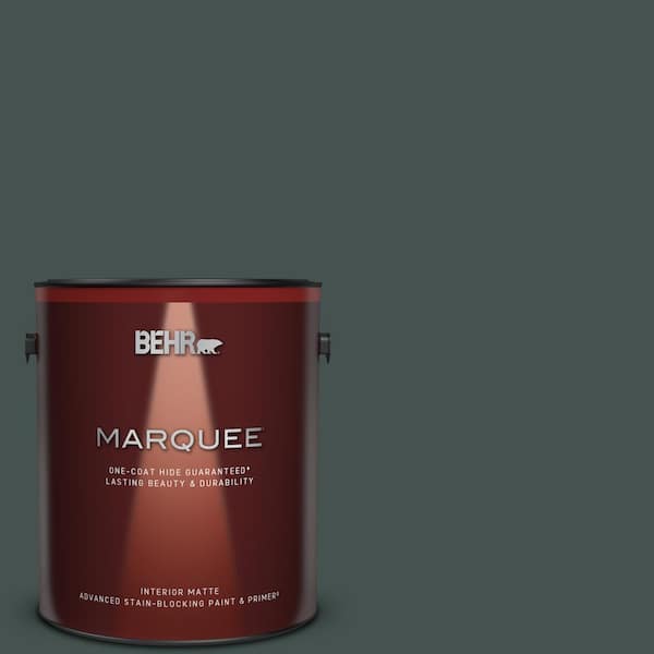 BEHR MARQUEE 1 gal. #MQ6-44 Black Evergreen One-Coat Hide Matte Interior Paint & Primer