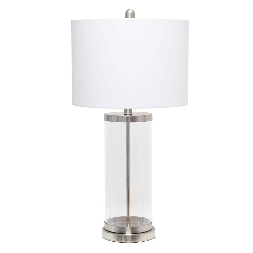 27.5 in. Brushed Nickel Enclosed Glass Table Lamp