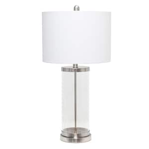27.5 in. Brushed Nickel Enclosed Glass Table Lamp