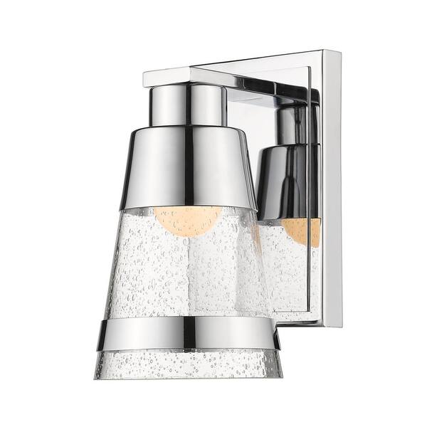 Unbranded Ethos 8-Watt 1-Light Chrome Integrated LED Wall Sconce Light with Clear Seedy Glass Shade