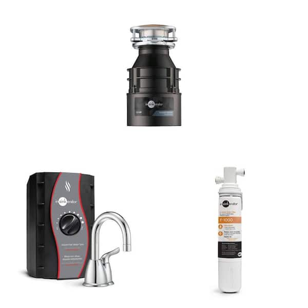 Instant Hot/Cold Water Dispenser with Filtration, Invite HOT150 Faucet, Badger 500 Garbage Disposal
