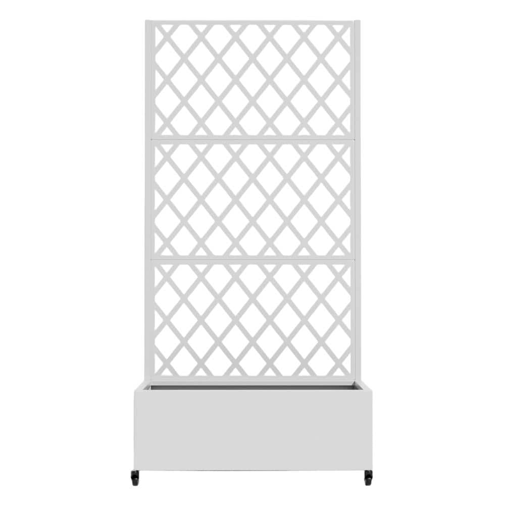 "73"" H x 35"" W White Metal Planter Box with Galvanized Steel Trellis Raised Garden Bed" price history on PriceWatchPro