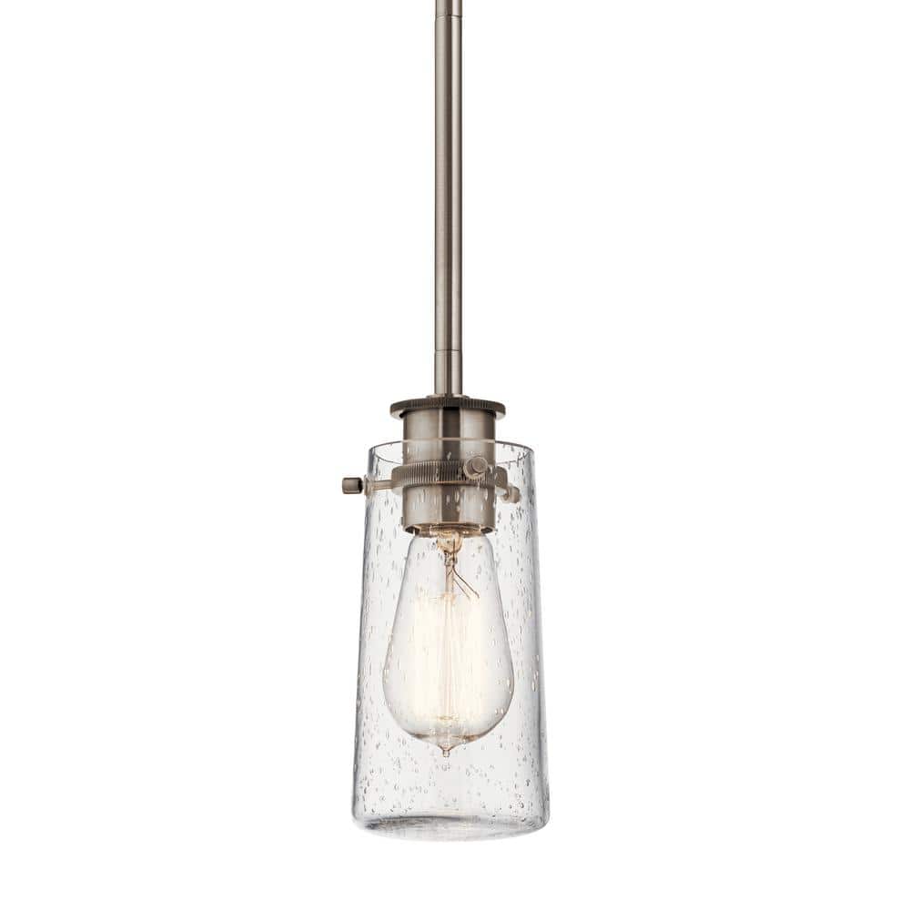 Vintage Mini Jar 3.75" Pewter Pendant with Clear Glass Shade