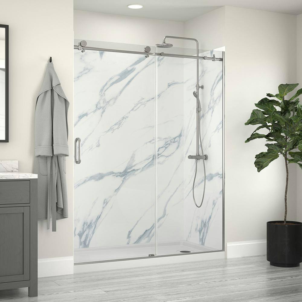 Marina 60" x 76" Brushed Nickel Semi-Frameless Sliding Shower Door