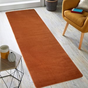 Euro Solid Collection Burnt Orange 26 in. W x 120 in. L Stair Runner 21.67 sq. ft.